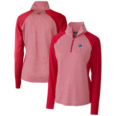 Chicago Cubs Cutter & Buck Women's Americana Logo Forge Tonal Stripe Stretch Half-Zip Pullover Top - Cardinal Pullover