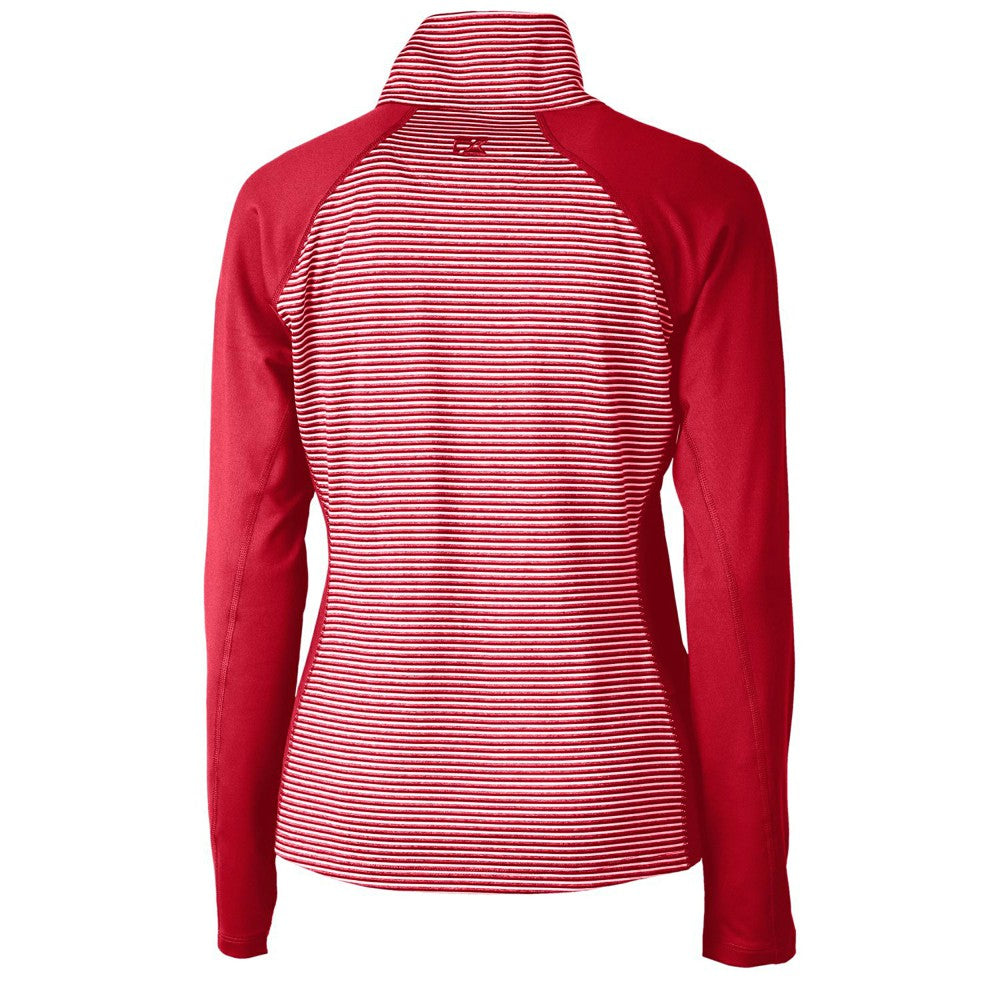 Cincinnati Reds Cutter & Buck Women's Americana Logo Forge Tonal Stripe Stretch Half-Zip Pullover Top - Cardinal Pullover