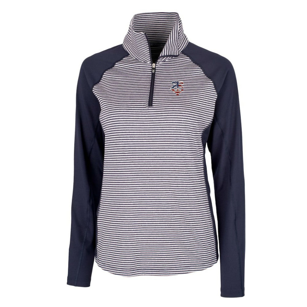Minnesota Twins Cutter & Buck Women's Americana Logo Forge Tonal Stripe Stretch Half-Zip Pullover Top - Navy Pullover
