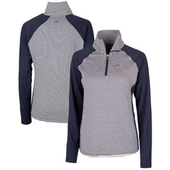 Washington Nationals Cutter & Buck Women's Americana Logo Forge Tonal Stripe Stretch Half-Zip Pullover Top - Navy Pullover