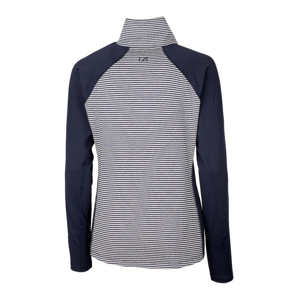 Washington Nationals Cutter & Buck Women's Americana Logo Forge Tonal Stripe Stretch Half-Zip Pullover Top - Navy Pullover