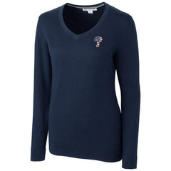 Philadelphia Phillies Cutter & Buck Women's Americana Logo Lakemont Tri-Blend V-Neck Pullover Sweater - Navy Pullover