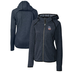 San Diego Padres Cutter & Buck Women's Americana Logo Mainsail Sweater-Knit Full-Zip Hoodie - Heather Navy Hoodies