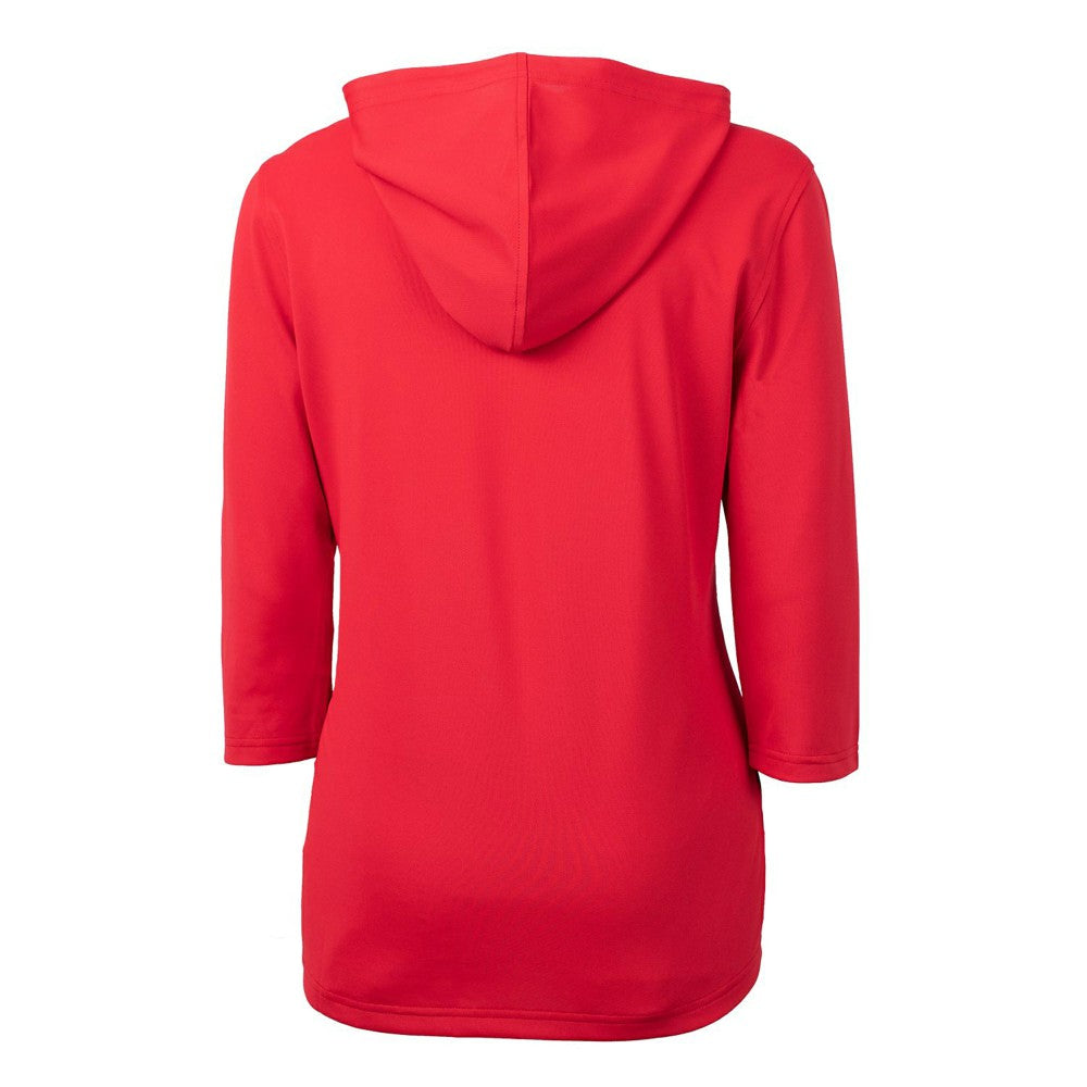 Cleveland Guardians Cutter & Buck Women's Americana Logo DryTec Virtue Eco Pique Recycled Half-Zip Pullover Hoodie - Red Hoodies