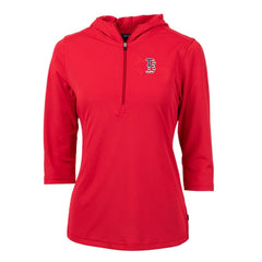 Boston Red Sox Cutter & Buck Women's Americana Logo DryTec Virtue Eco Pique Recycled Half-Zip Pullover Hoodie - Red Hoodies