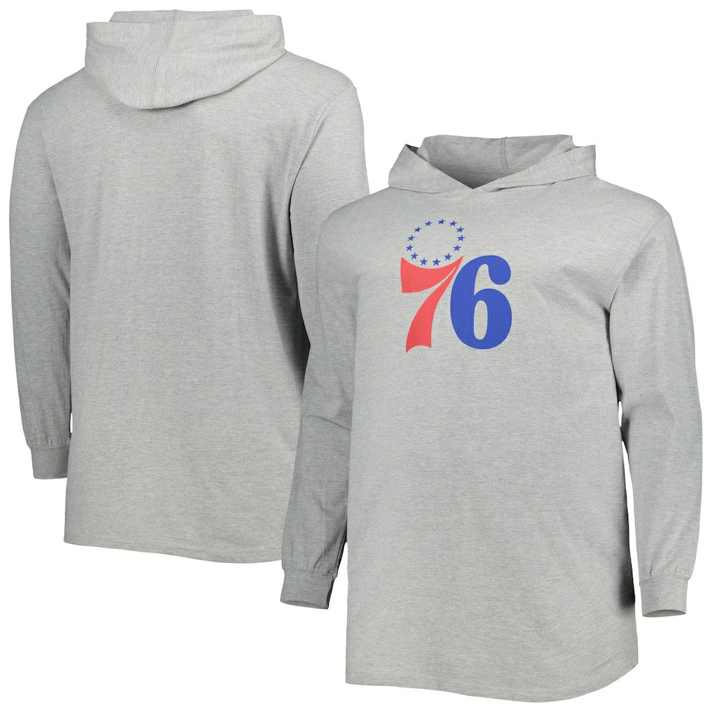 Philadelphia 76ers Big & Tall Pullover Hoodie Heather Gray
