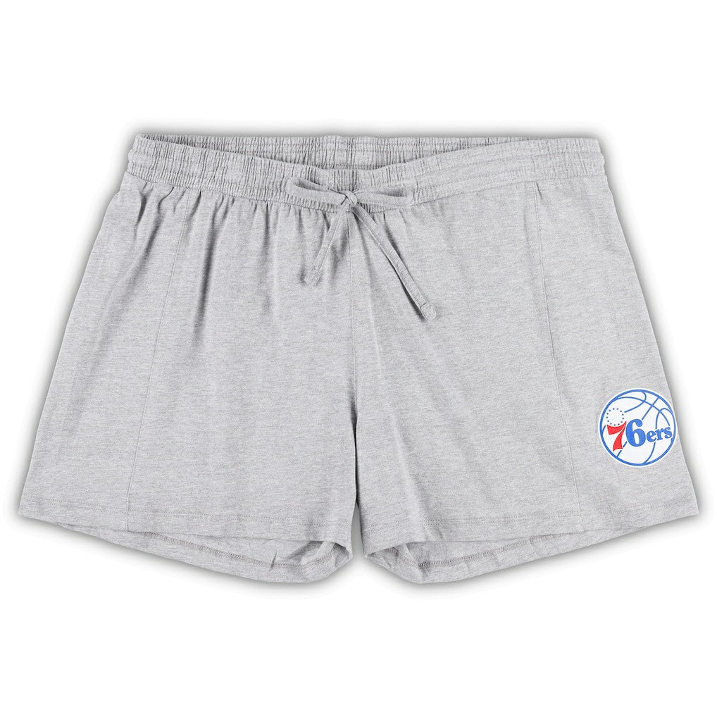 Philadelphia 76ers Women's Plus Size T-Shirt & Shorts Combo Set Royal/Heather Gray