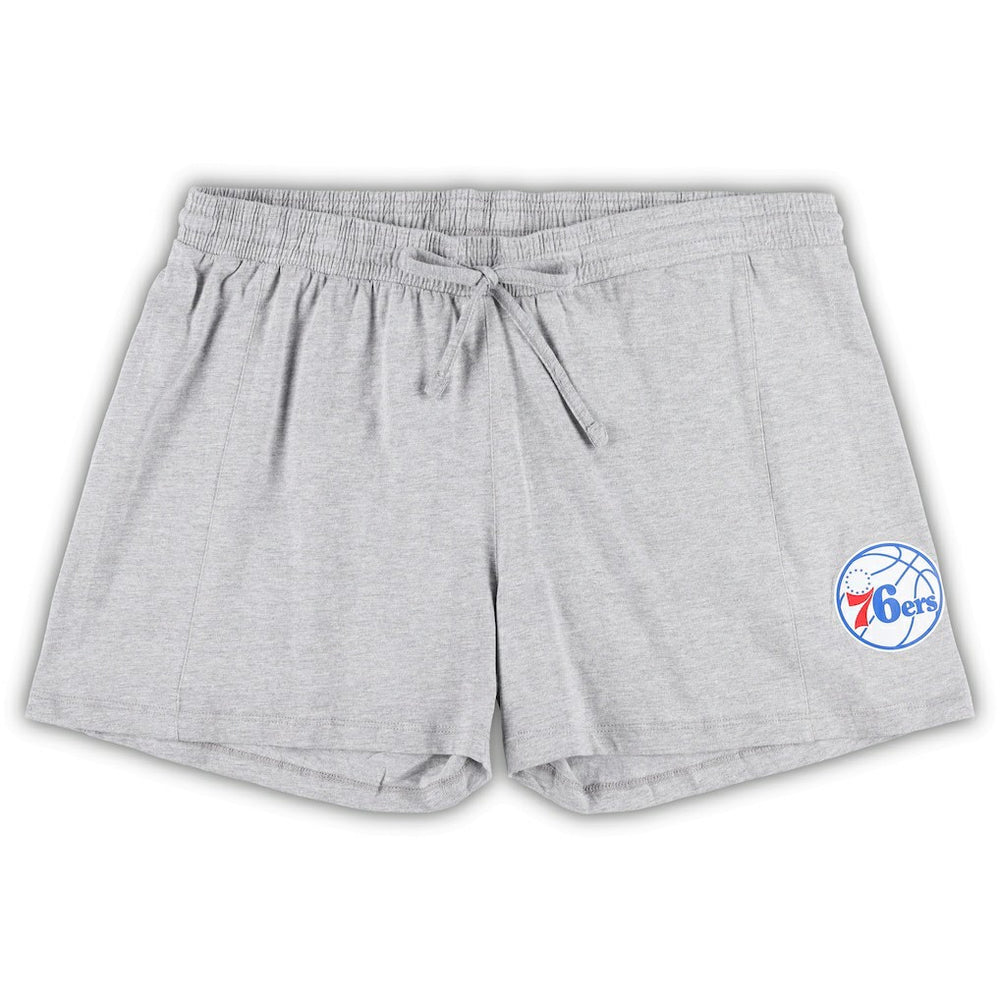 Philadelphia 76ers Women's Plus Size T-Shirt & Shorts Combo Set Royal/Heather Gray