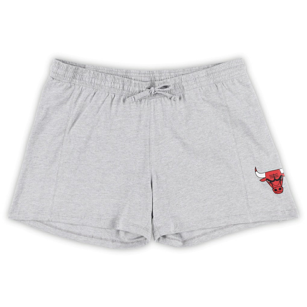 Chicago Bulls Women's Plus Size T-Shirt & Shorts Combo Set Red/Heather Gray