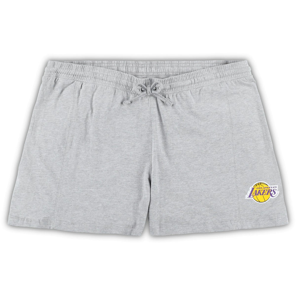 Los Angeles Lakers Women's Plus Size T-Shirt & Shorts Combo Set Purple/Heather Gray
