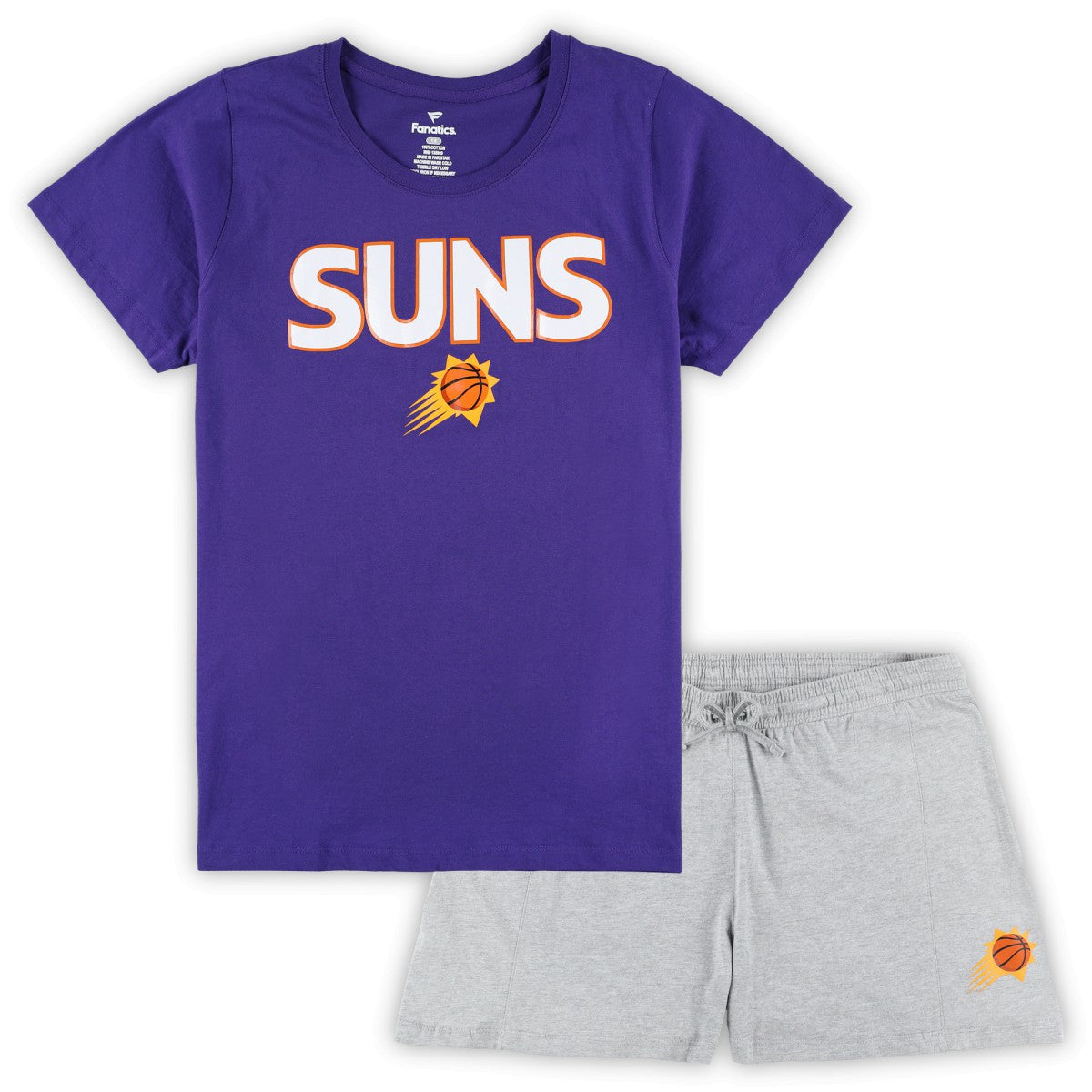 Phoenix Suns Women's Plus Size T-Shirt & Shorts Combo Set Purple/Heather Gray