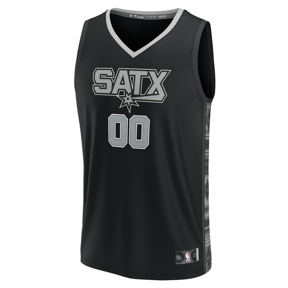 San Antonio Spurs Fast Break Custom Replica Jersey Black Statement Edition