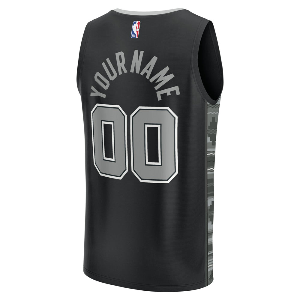 San Antonio Spurs Fast Break Custom Replica Jersey Black Statement Edition