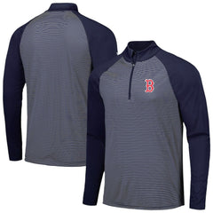 Boston Red Sox Levelwear Charter Striped Raglan Quarter-Zip Top - Navy Tops
