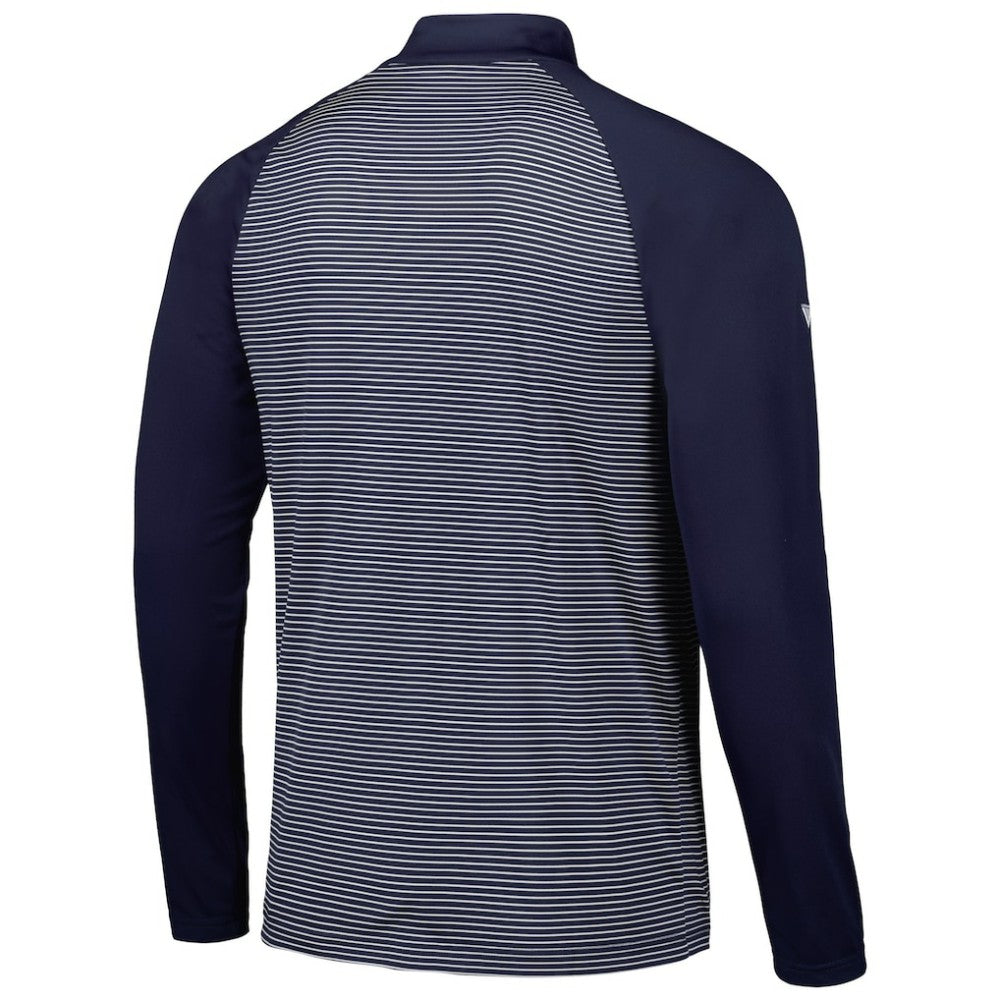 Boston Red Sox Levelwear Charter Striped Raglan Quarter-Zip Top - Navy Tops