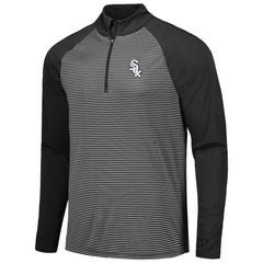 Chicago White Sox Levelwear Charter Striped Raglan Quarter-Zip Top - Black Tops