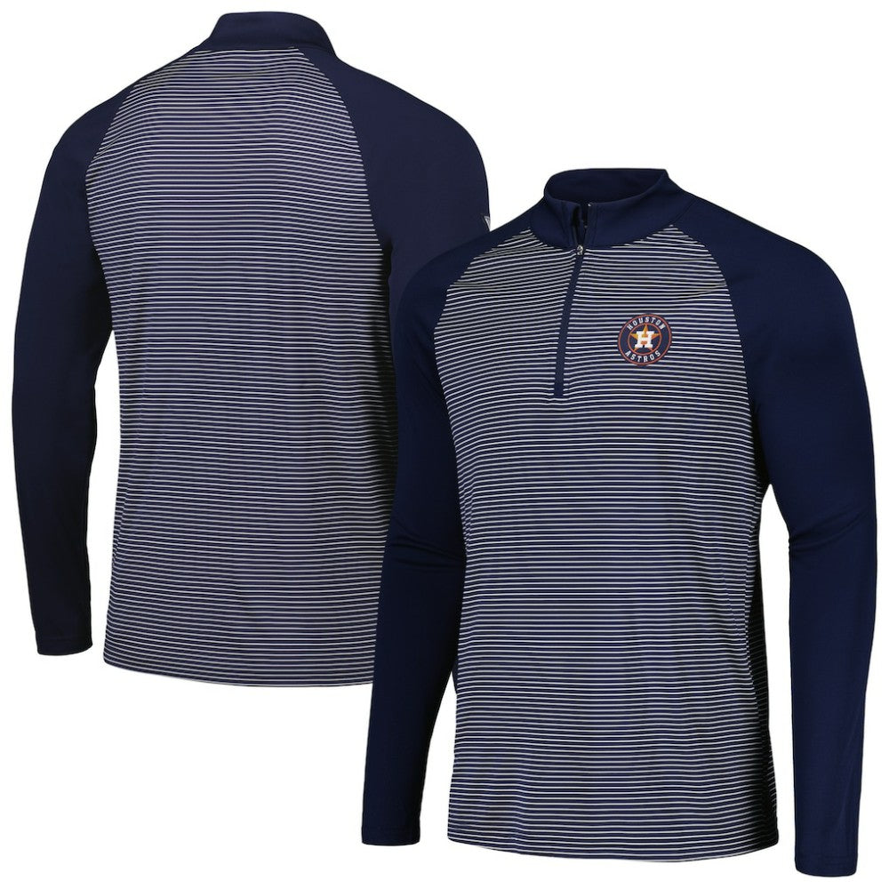 Houston Astros Levelwear Charter Striped Raglan Quarter-Zip Top - Navy Tops