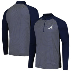 Atlanta Braves Levelwear Charter Striped Raglan Quarter-Zip Top - Navy Tops