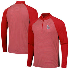 St. Louis Cardinals Levelwear Charter Striped Raglan Quarter-Zip Top - Red Tops