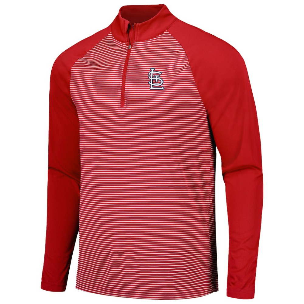 St. Louis Cardinals Levelwear Charter Striped Raglan Quarter-Zip Top - Red Tops