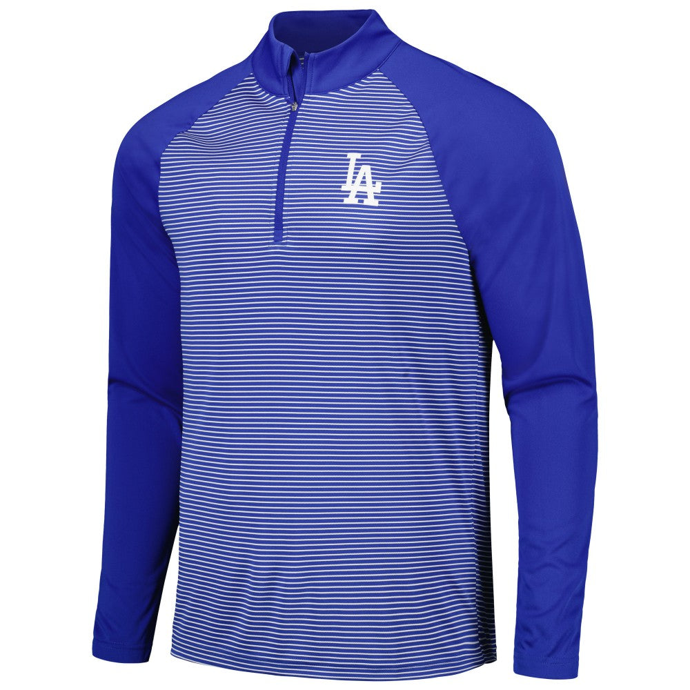 Los Angeles Dodgers Levelwear Charter Striped Raglan Quarter-Zip Top - Royal Tops