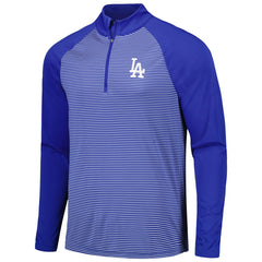 Los Angeles Dodgers Levelwear Charter Striped Raglan Quarter-Zip Top - Royal Tops