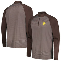 San Diego Padres Levelwear Charter Striped Raglan Quarter-Zip Top - Brown Tops
