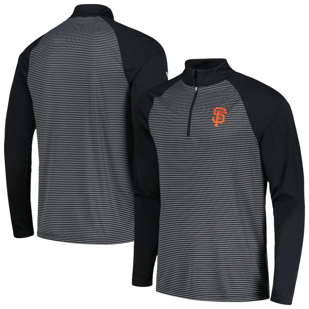 San Francisco Giants Levelwear Charter Striped Raglan Quarter-Zip Top - Black Tops