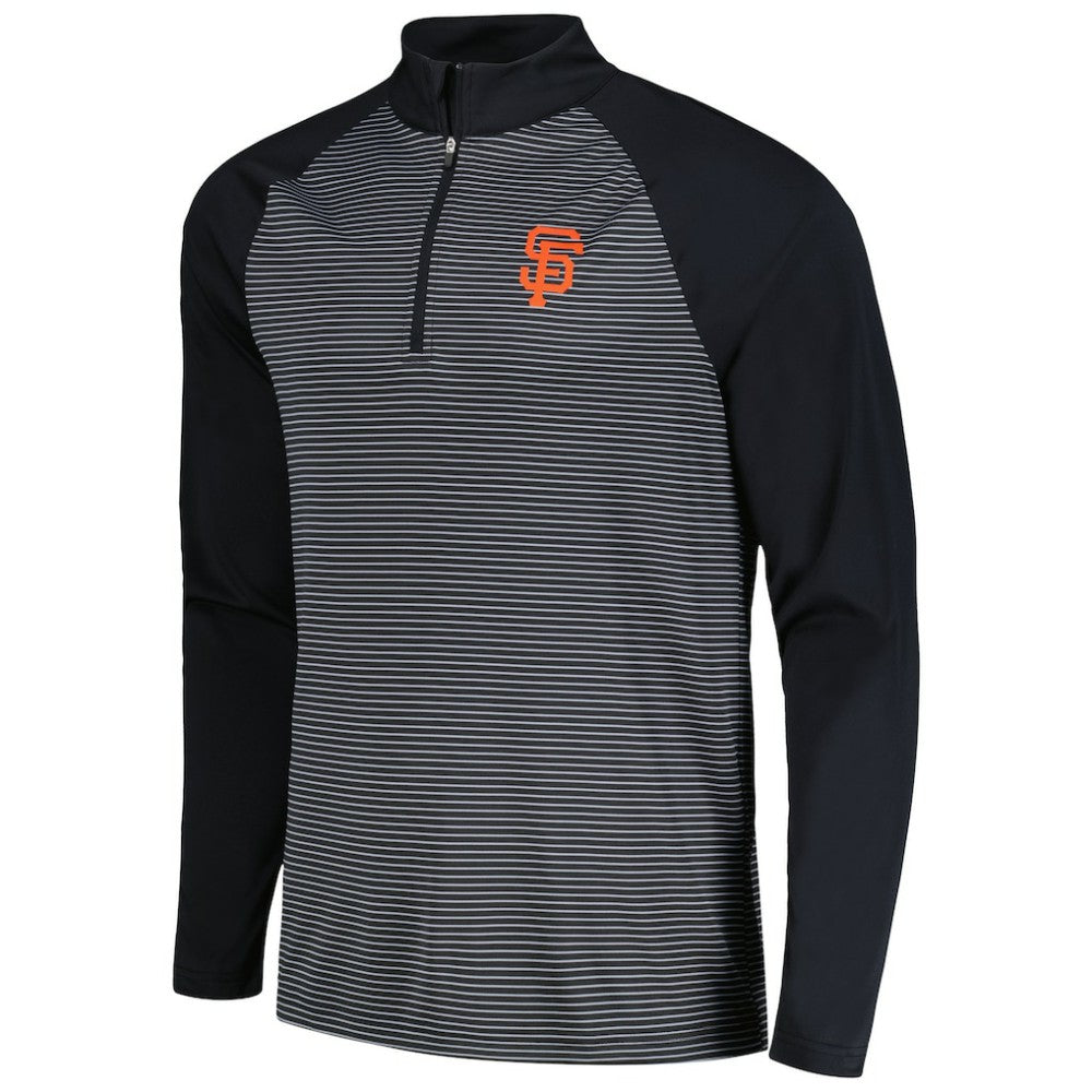 San Francisco Giants Levelwear Charter Striped Raglan Quarter-Zip Top - Black Tops