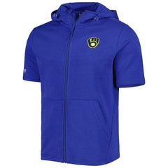 Milwaukee Brewers Levelwear Recruit Full-Zip Short Sleeve Hoodie - Royal Hoodies