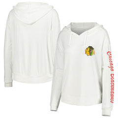 NHL Chicago Blackhawks Concepts Sport Women's Accord Hacci Long Sleeve Hoodie Top - White