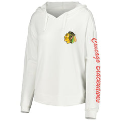 NHL Chicago Blackhawks Concepts Sport Women's Accord Hacci Long Sleeve Hoodie Top - White