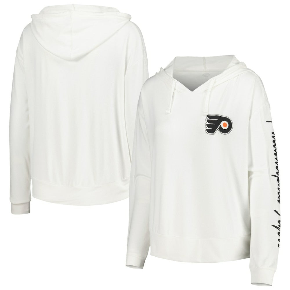 NHL Philadelphia Flyers Concepts Sport Women's Accord Hacci Long Sleeve Hoodie Top - White