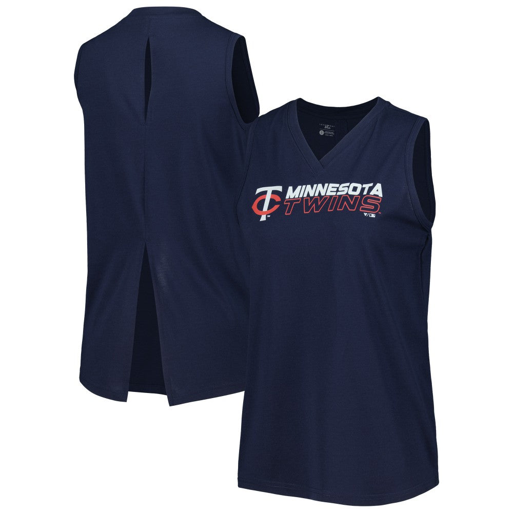 Minnesota Twins Levelwear Women's Paisley Chase V-Neck Tank Top - Navy Tanks