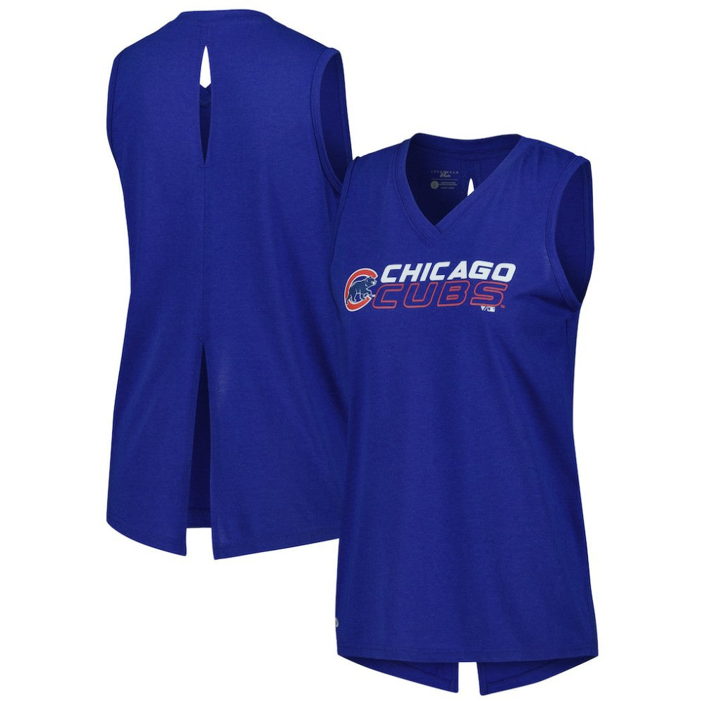 Chicago Cubs Levelwear Women's Paisley Chase V-Neck Tank Top - Royal Tanks