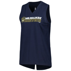 Milwaukee Brewers Levelwear Women's Paisley Chase V-Neck Tank Top - Navy Tanks