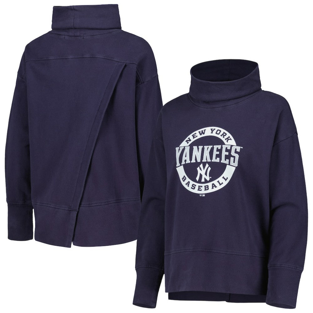 New York Yankees Levelwear Women's Sunset Farm Team Pullover Sweatshirt - Navy Pullover
