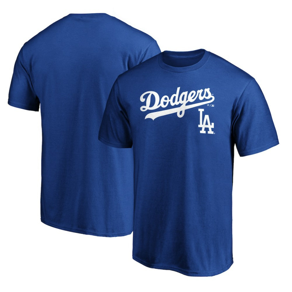 Los Angeles Dodgers Team Lock Up Wordmark T-Shirt - Royal T-shirts