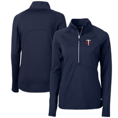 Minnesota Twins Cutter & Buck Women's Adapt Eco Knit Stretch Half-Zip Logo Pullover Top - Navy Pullover