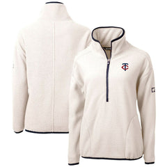 Minnesota Twins Cutter & Buck Women's Cascade Eco Sherpa Half-Zip Pullover Jacket - White Jackets
