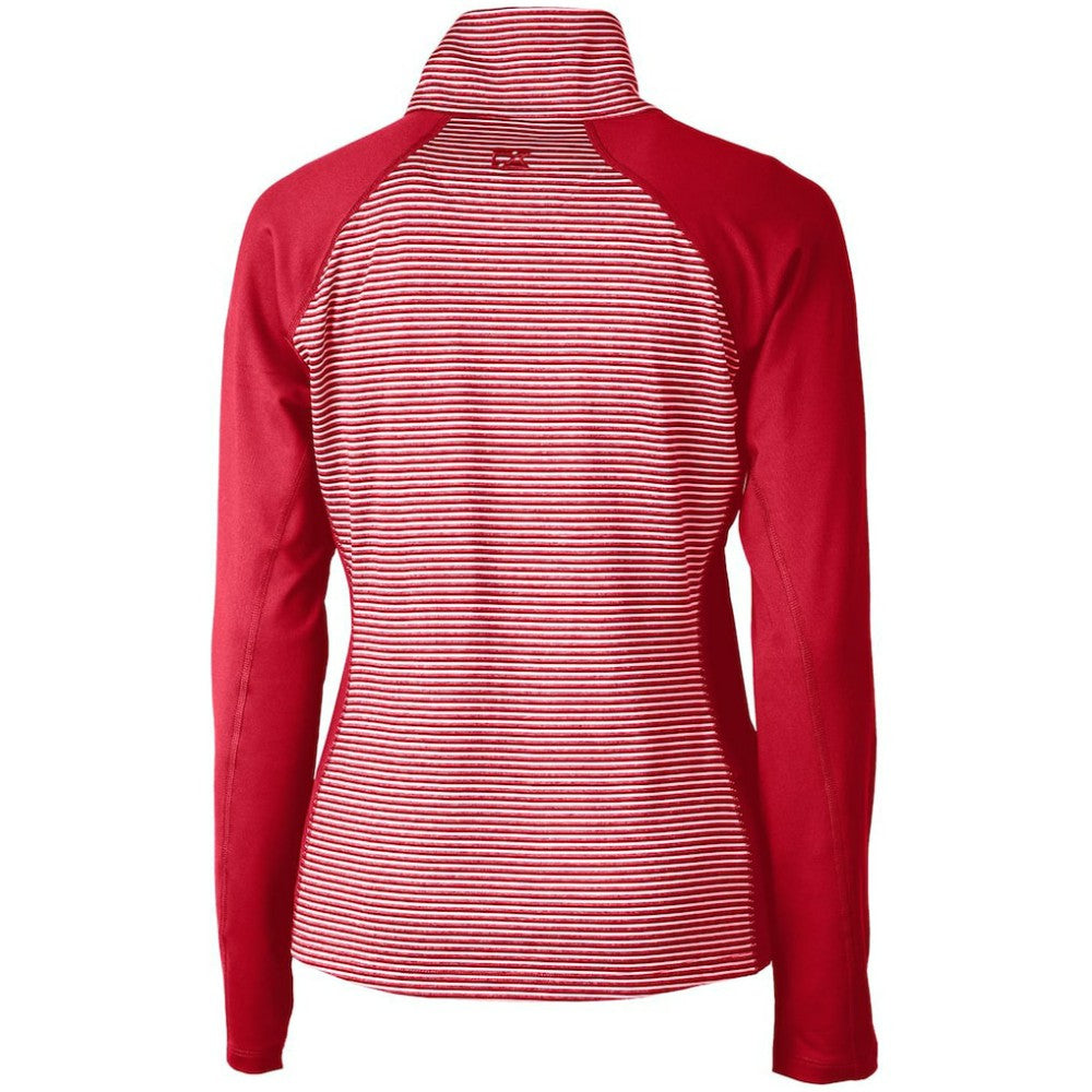 Minnesota Twins Cutter & Buck Women's DryTec Forge Tonal Stripe Stretch Half-Zip Top - Red Tops