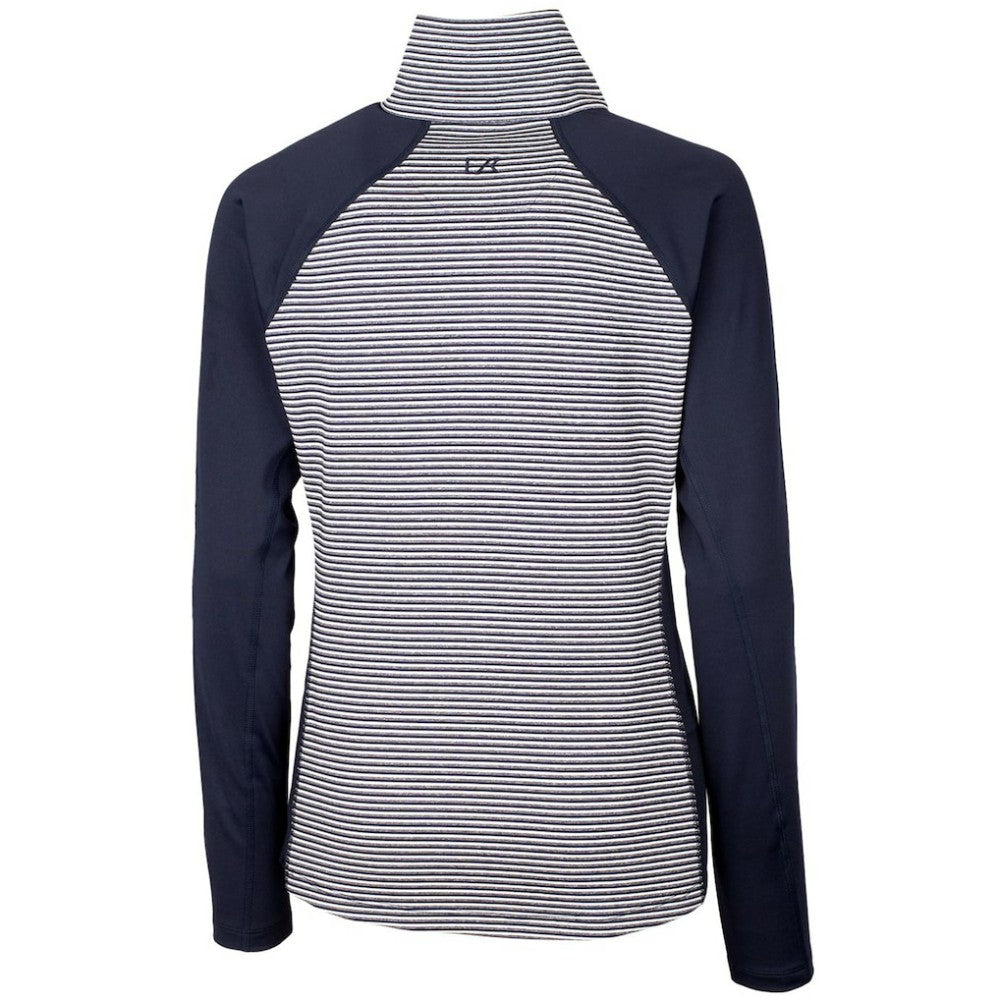 Minnesota Twins Cutter & Buck Women's DryTec Forge Tonal Stripe Stretch Half-Zip Top - Navy Tops