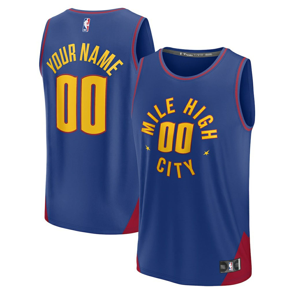 Denver Nuggets Youth Fast Break Replica Custom Jersey Statement Editi- Blue