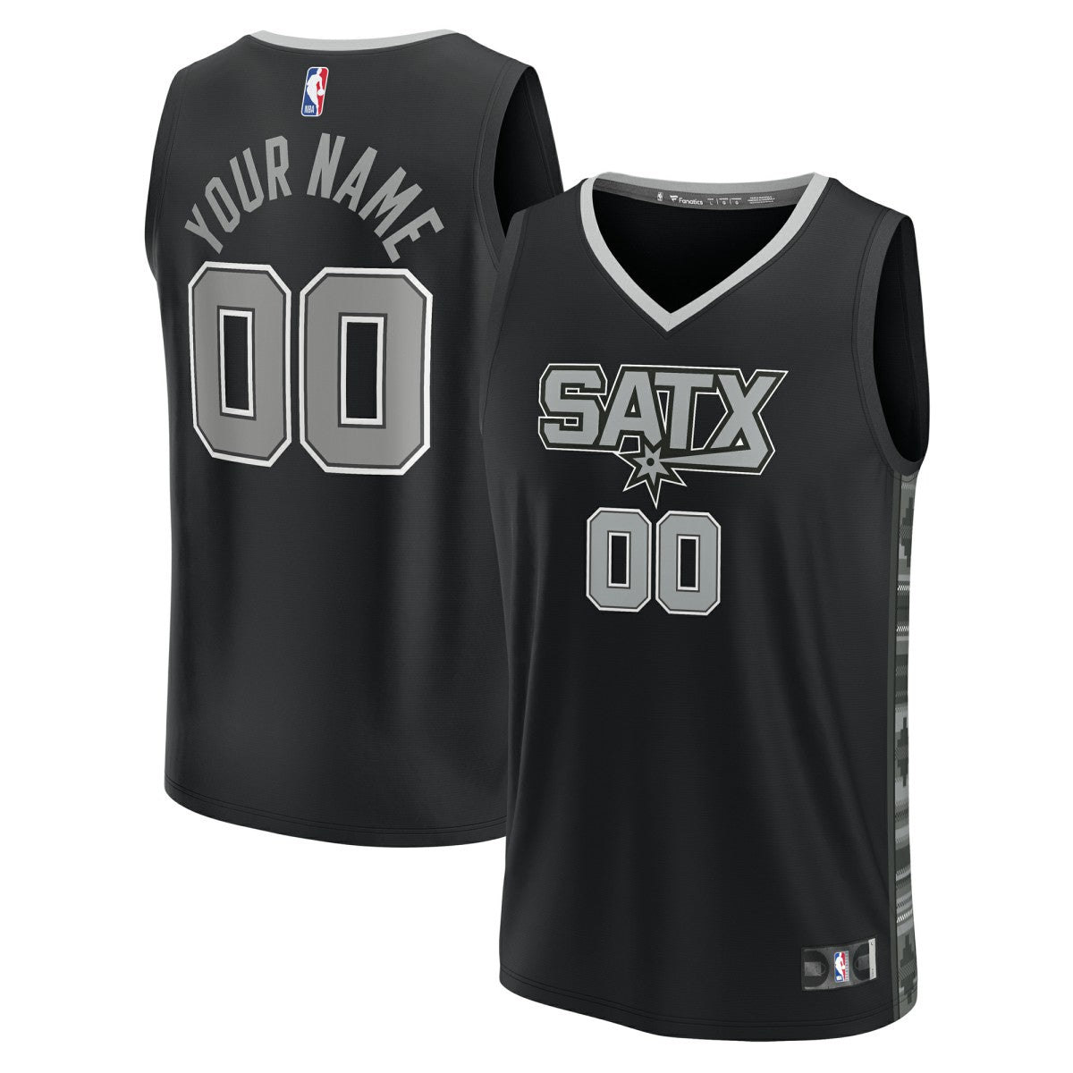 San Antonio Spurs Youth Fast Break Replica Custom Jersey Statement Edition Black