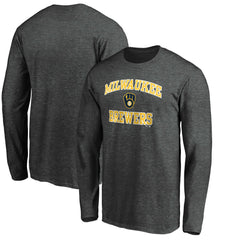 Milwaukee Brewers Heart & Soul Team Long Sleeve T-Shirt - Charcoal T-shirts