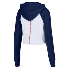 Boston Red Sox Lusso Women's Jane Raglan Quarter-Zip Tri-Blend Cropped Pullover Hoodie - White Hoodies