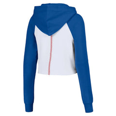 Los Angeles Dodgers Lusso Women's Jane Raglan Quarter-Zip Tri-Blend Cropped Pullover Hoodie - White Hoodies