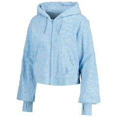 Los Angeles Dodgers Lusso Women's Tabitha Cheetah Terry Full-Zip Sweatshirt - Blue Sweatshirts