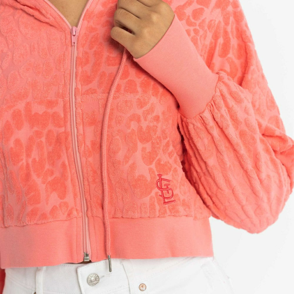 St. Louis Cardinals Lusso Women's Tabitha Cheetah Terry Full-Zip Sweatshirt - Pink Sweatshirts