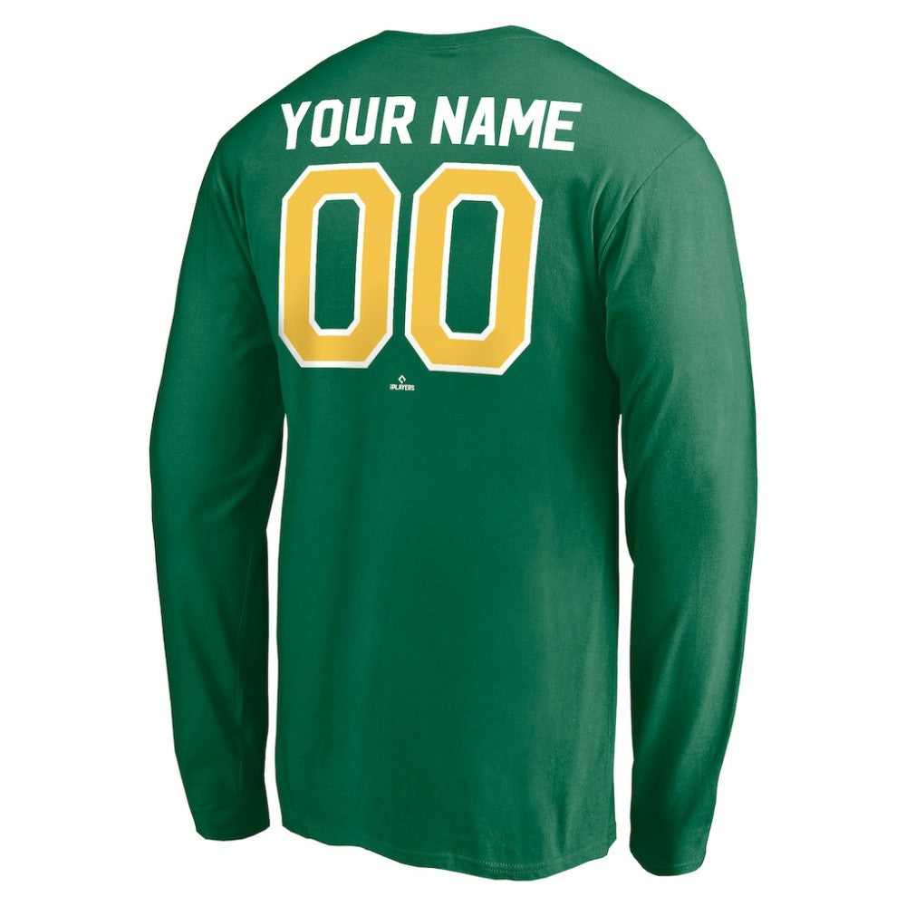 Athletics Personalized Cooperstown Collection Winning Streak Long Sleeve T-Shirt - Green T-shirts